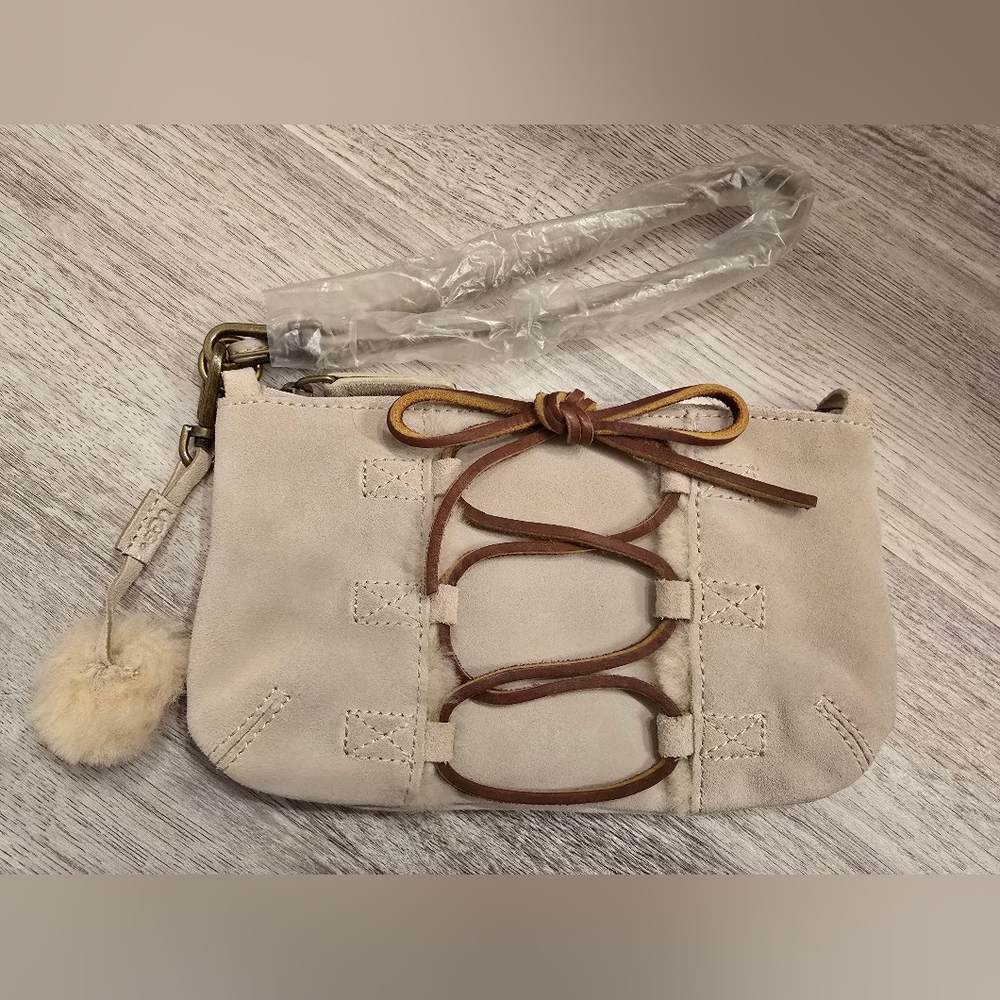 Ugg Leather Wristlet with Leather Lacing trim
